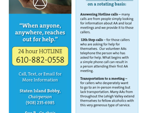 Help the Lehigh Valley A.A. Hotline!